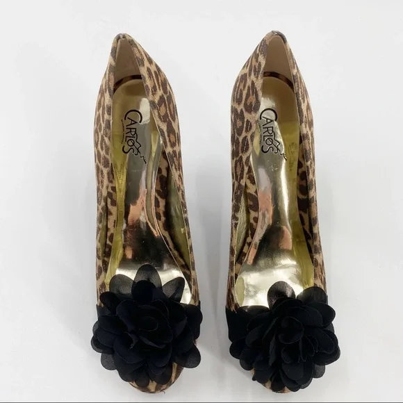 Carlos Santana Leopard Print Cupcake Heels Sz 7.5 - Picture 2 of 10